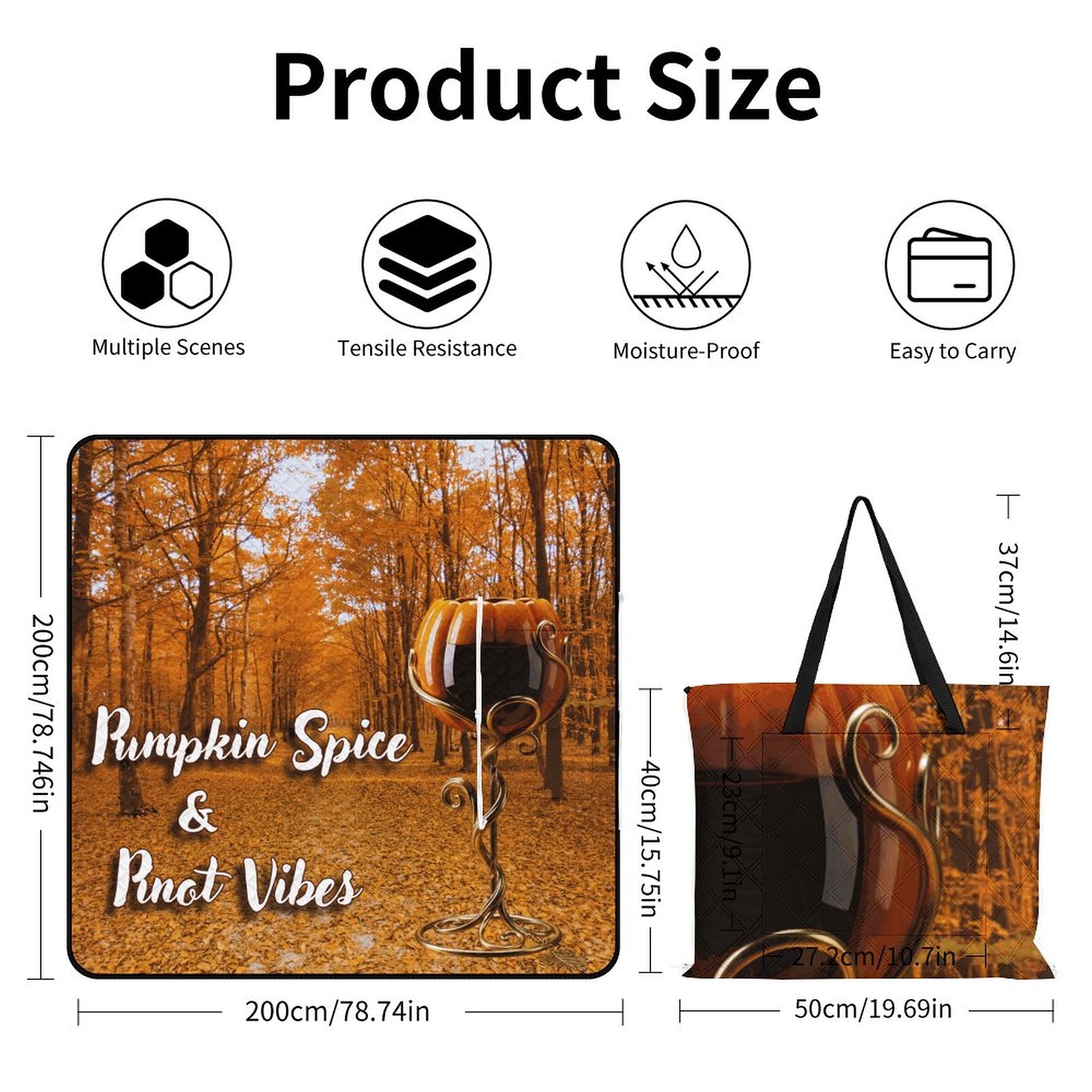 Zipper Foldable Picnic Mat- 79"x79"/200x200cm