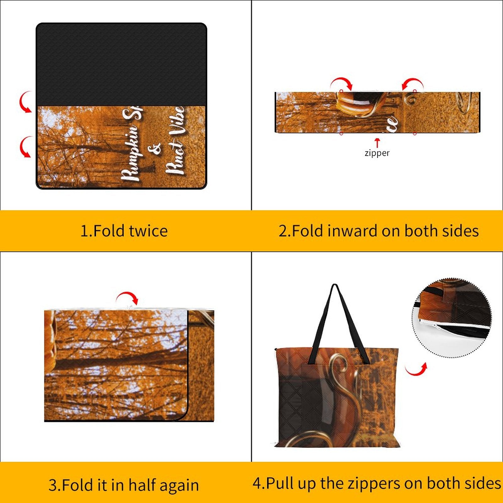 Zipper Foldable Picnic Mat- 79"x79"/200x200cm